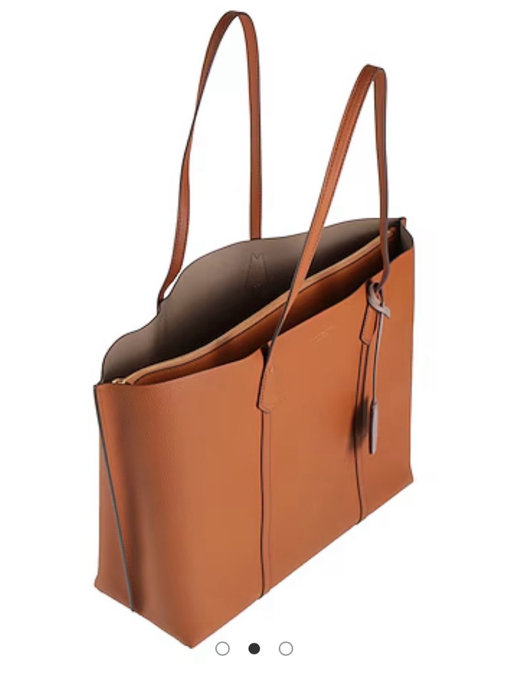 Tory Burch Cognac Leather Tote with Contrast Tag - Picture 3 of 3